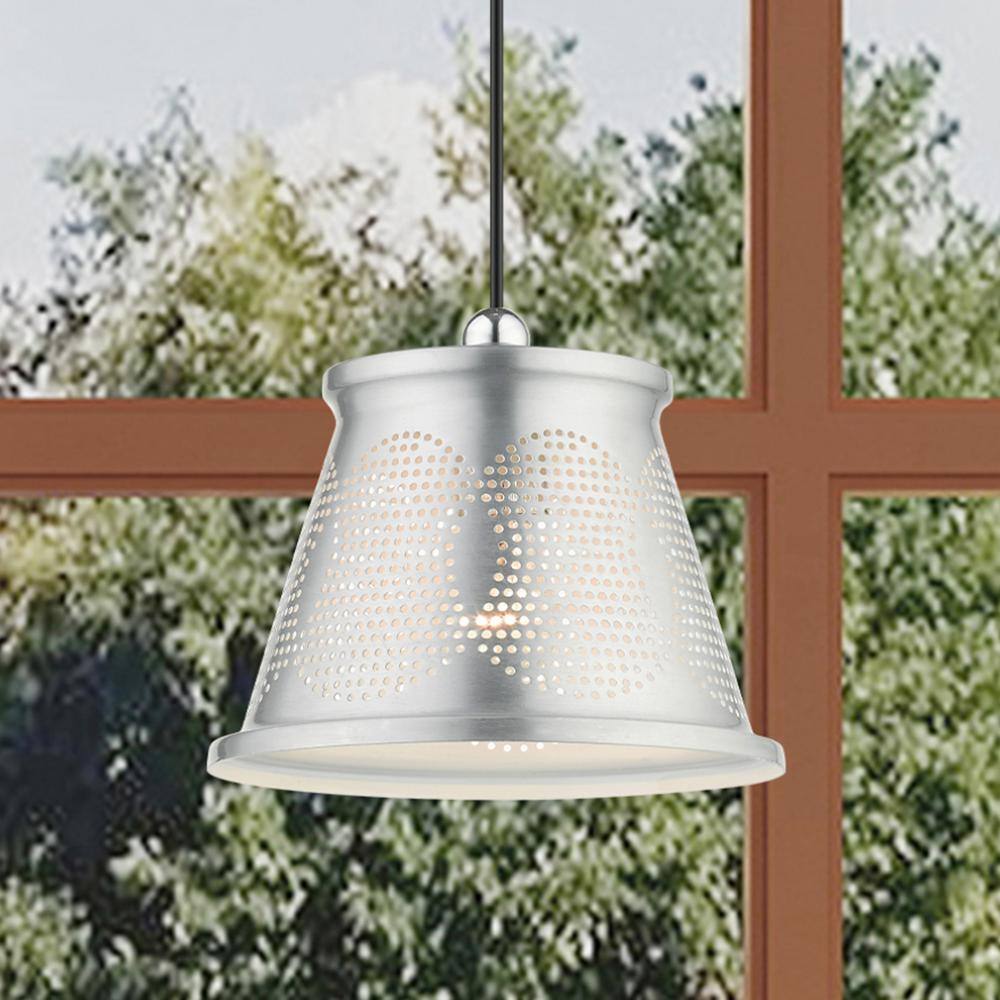 Mini Brushed Aluminum and White LED Indoor/Outdoor Pendant Light