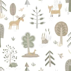 Little Explorers 2-Green Country Animals Matte Finish Non-Pasted Non-Woven Wallpaper Roll