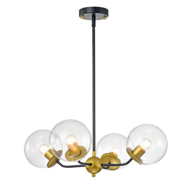 Warehouse of Tiffany Kipwing 24 in. 4-Light Indoor Black Chandelier with Light Kit