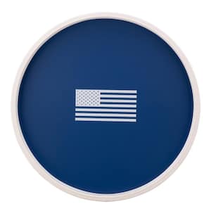 PASTIMES U.S.A. 14 in. W x 1.3 in. H x 14 in. D Round Royal Blue Leatherette Serving Tray