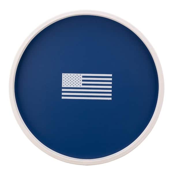 Kraftware PASTIMES U.S.A. 14 in. W x 1.3 in. H x 14 in. D Round Royal Blue Leatherette Serving Tray