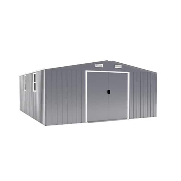10 ft. W x 12 ft. D 0.25 mm Color Steel Sheet Metal Shed, Double Doors, Surface Protective Film, 2 Skylights (120 sq ft)
