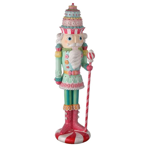 Regency International 22 in. Pastel Resin Peppermint Tabletop Christmas Nutcracker