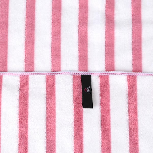 Caro Home Bath Towels Pink White Striped 2-Piece Bolivia 600 GSM 30 x 58