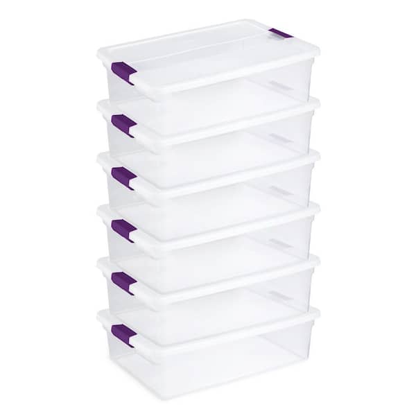 32 qt. Clear Under Bed Storage Container Tote with Latch Lid, 6 Pack