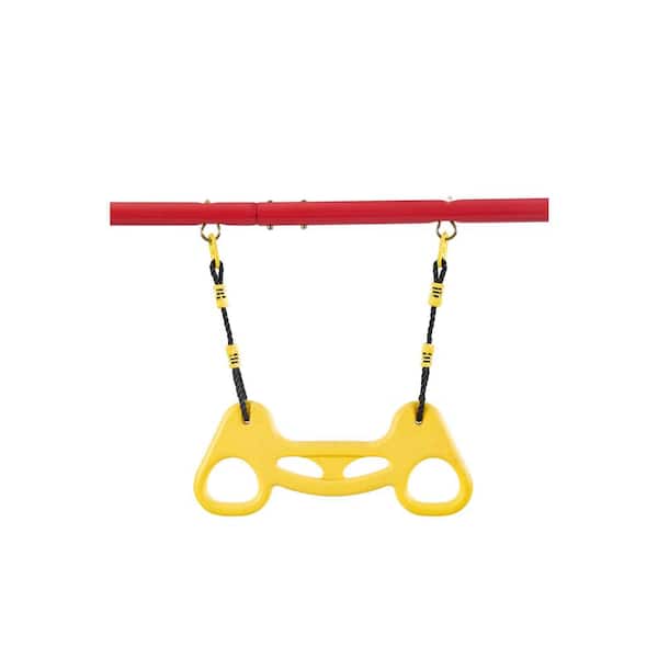 Blue and Green Kids Metal Swing Set for Backyard with Net