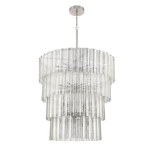 Museo 28-Light Brushed Nickel Finish w/Mercury Glass Transitional Chandelier for Kitchen/Dining/Foyer No Bulb Included