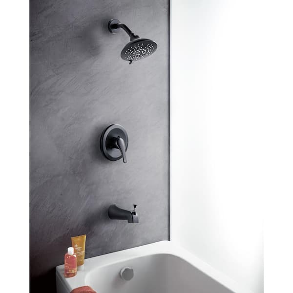 Single Handle 5-Spray Tub and Shower Faucet 1.8 GPM in Matte Black (Brass Valve Included)