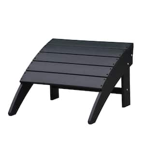 Patio Adirondack Chair Footstool Black HDPE Plastic Garden Stool