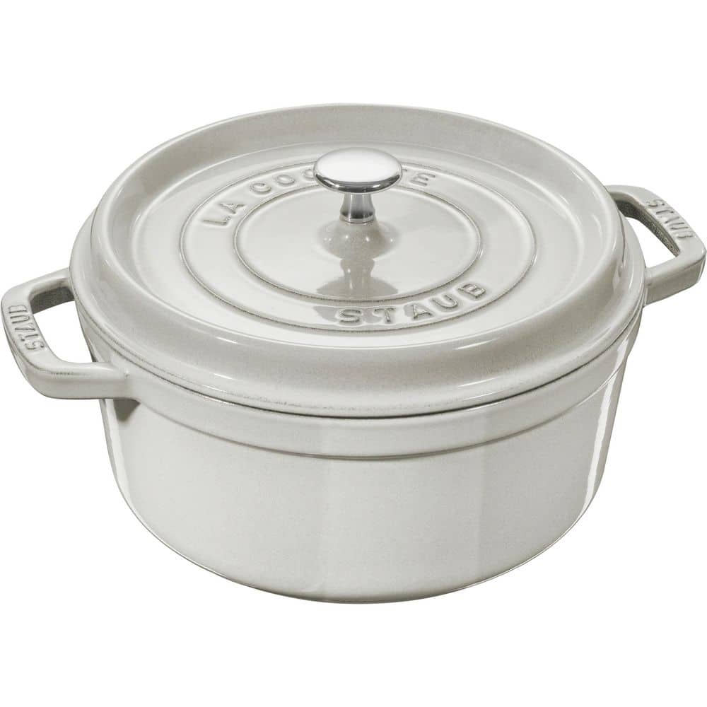 Staub Cast Iron 5.5 qt. Round Cocotte Dutch Oven - White Truffle