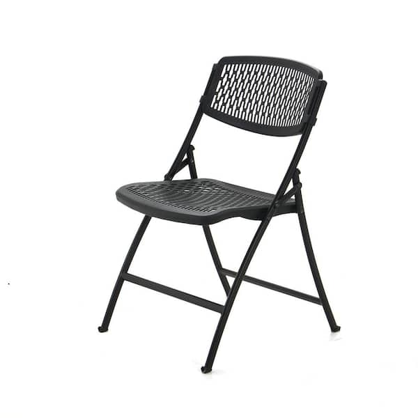 HDX Plastic Seat Folding Chair in Black