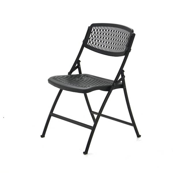 HDX 2FF004HDX Plastic Seat Folding Chair in Black (Set of 4) - 2