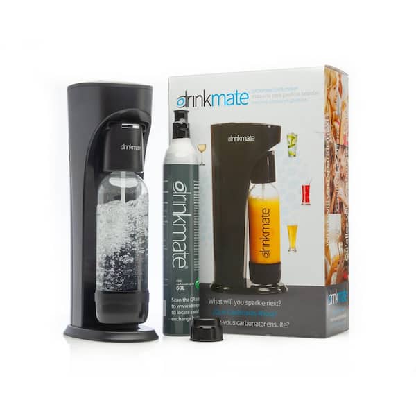 DrinkMate Matte Black Sparkling Water and Soda Maker Machine with 