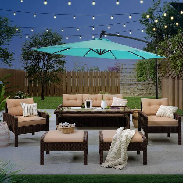 Details about   10ft Outdoor Patio Umbrella Off Set Tilt Cantilever Blue Hanging Canopy Deck 