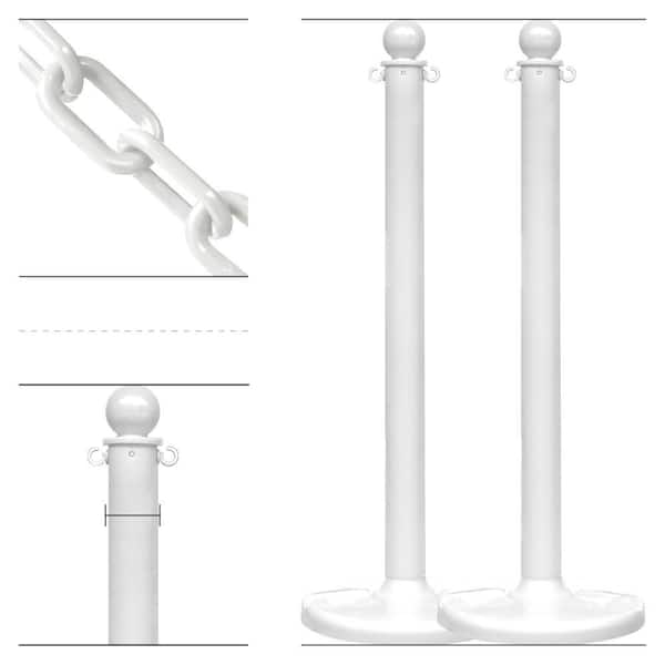 White Medium Duty Stanchion & Chain Kit (2-Pack)