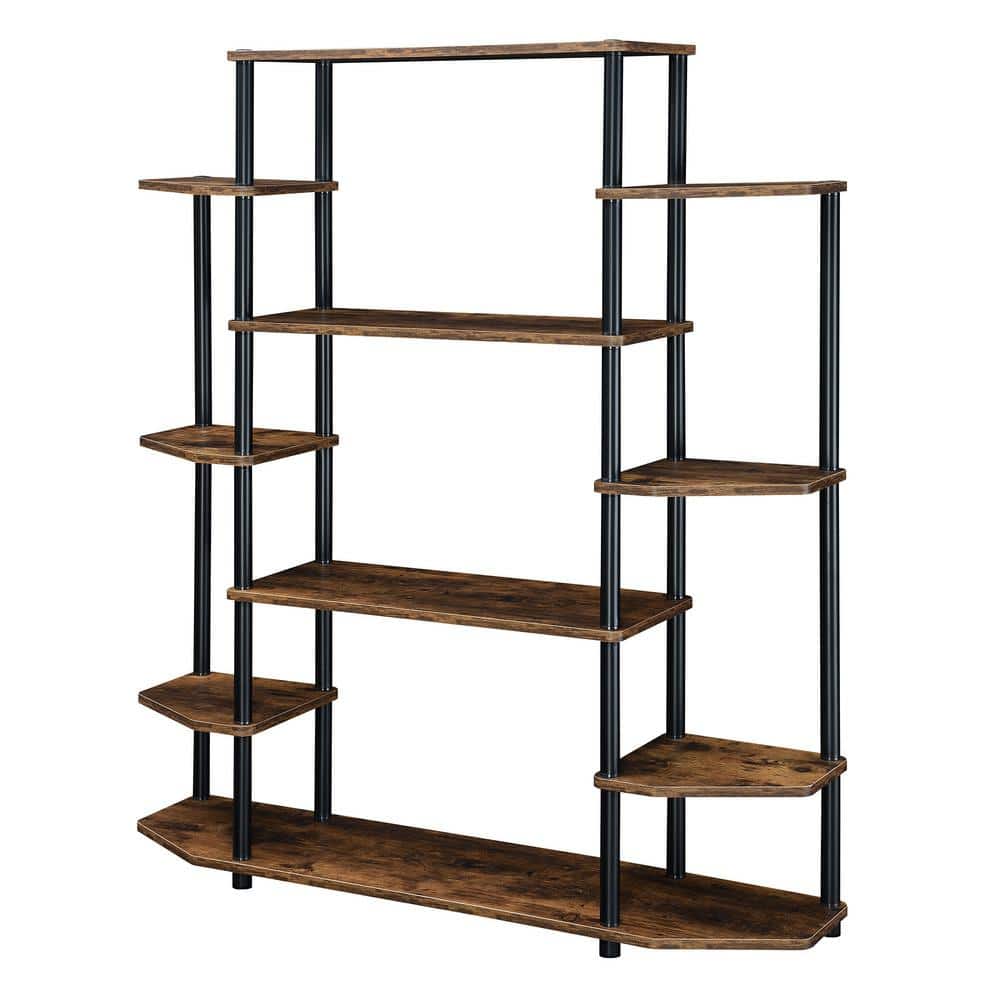 52.5 in. Barnwood and Black Metal 10-Shelf Etagere Bookcase with Open Back price history on PriceWatchPro