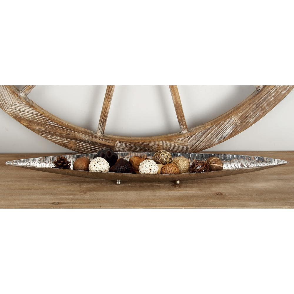 Modern Oval Stainless Steel Decorative Bowl with Stand, 34"W