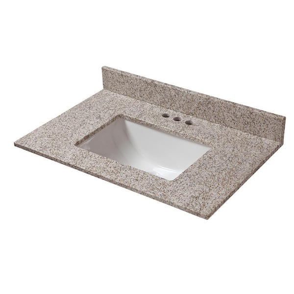 Cahaba 31 in. W x 19 in. D Granite Vanity Top in Golden Hill with White Trough Basin