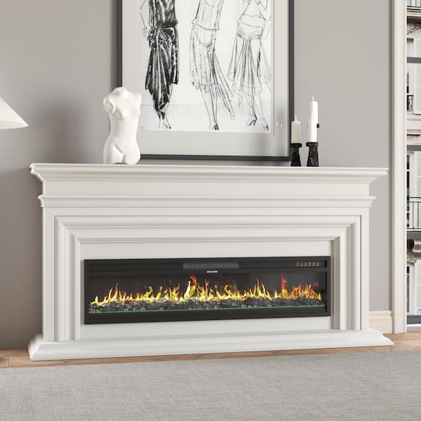 46 in. Wall Mount Electric Fireplace in Black with Adjustable Flame Colors, 5 Brightness Levels, WiFi Control