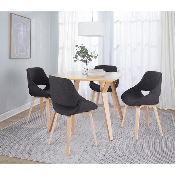 Lumisource Fabrico Charcoal Fabric and Natural Wood Side Chair (Set of 2)