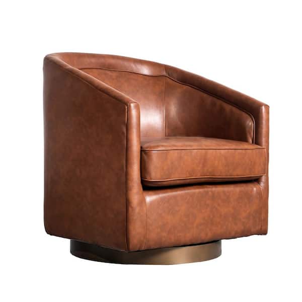 TAYLOR + LOGAN Brown Faux Leather Leather/Faux Leather Accent Chair