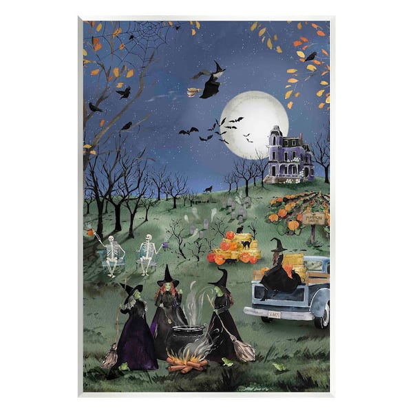 Stupell Industries Autumnal Witches Scene by Heatherlee Chan 1-Piece Unframed Graphic Print Nature Poster Art Print 15 in. x 10 in.
