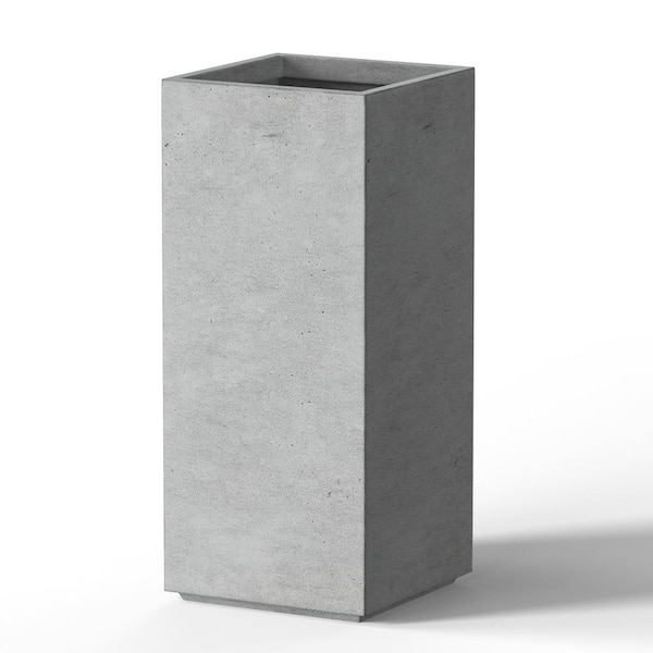 9 in. Large Natural Gray Concrete Rectangular Planter / Pot with Drainage Holes