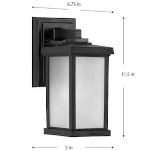 Trafford Non-Metallic Lantern 1-Light Textured Black Frosted Shade Traditional Outdoor Wall Lantern Sconce