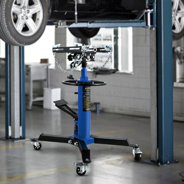 Transmission Jack 1100 lbs. Hydraulic Telescopic Floor Jack Stand 2-Stage w/ Foot Pedal 360-Degree Wheel for Garage Shop