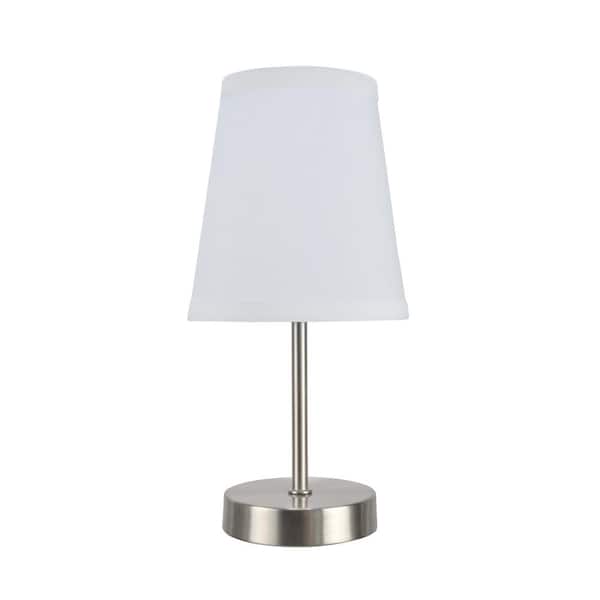 Aspen Creative Corporation 10 in. Satin Nickel Candlestick Table Lamp with Hardback Empire Lamp Shade in White