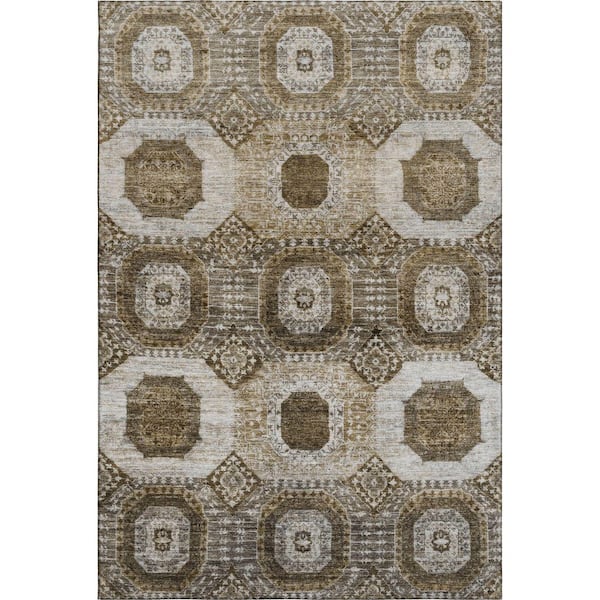 Mayfield Premium Machine Washable Abstract AMF1926 Brown 10 ft. x 14 ft. Area Rug