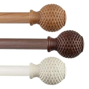 1" dia Adjustable Single Faux Wood Curtain Rod 160-240 inch in Chestnut with Noelle Finials