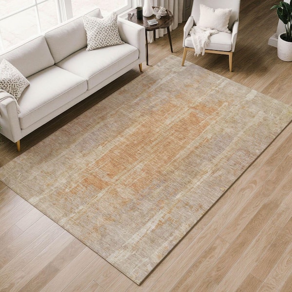 Chantille Machine Washable Indoor/Outdoor Abstract ACN2309 Khaki 8 ft. x 10 ft. Area Rug