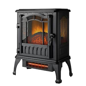 17.7 in. Freestanding Electric Fireplace Stove with Infrared Quartz Heater, 1500W, 5200BTU Coverage 500 sq ft-Black