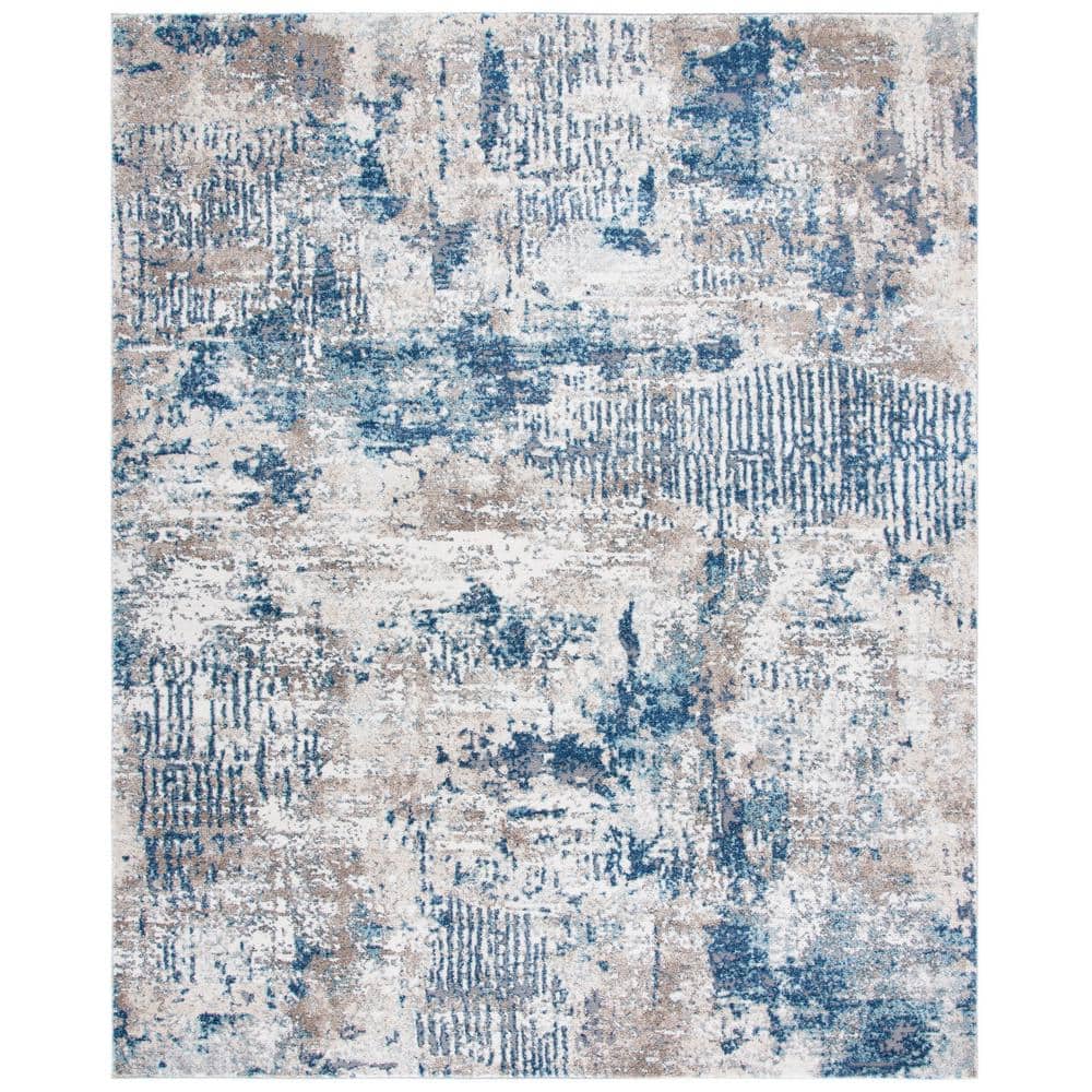 SAFAVIEH Aston Gray/Navy 9 ft. x 12 ft. Abstract Geometric Area Rug