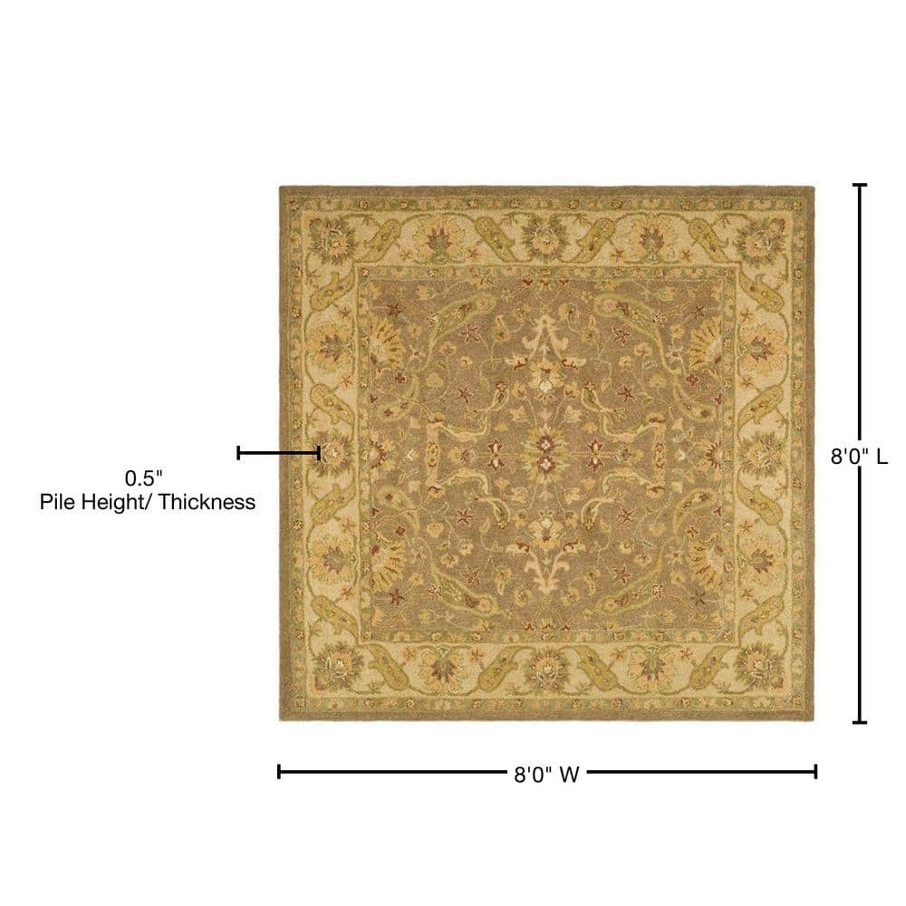 Handmade Tufted Brown and Gold Wool Square Rug, 8' x 8'