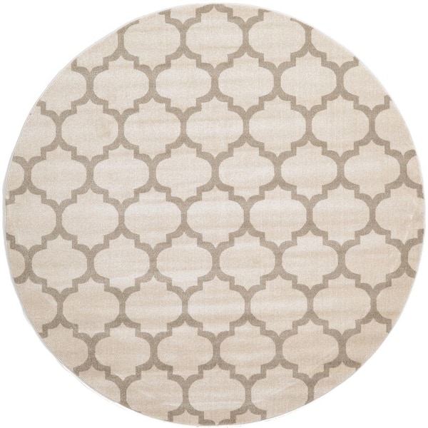Trellis Philadelphia Beige/Light Brown 8' 0 x 8' 0 Round Rug