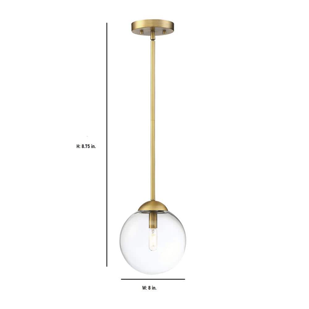 Matte Black and Brass Mini Globe Island Pendant with LED