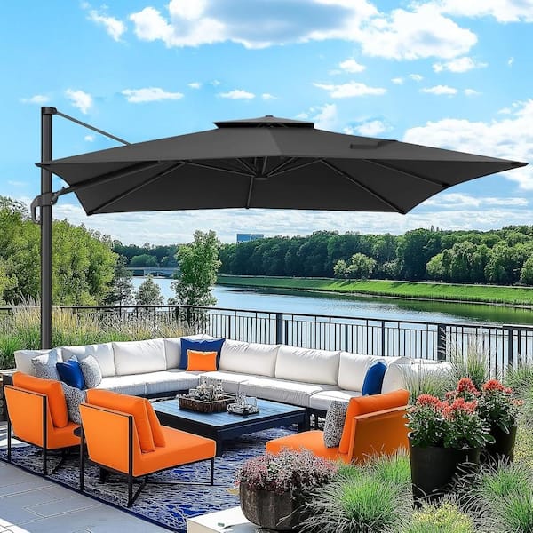 10 ft outdoor patio cantilever offset umbrella Grand 10x10 Patio Large Square Aluminum Umbrella Base Included for Deck Porch (Champagne, 10x10 FT) : Patio, Lawn & Garden Patio offset umbrella is more versatile than a regular market umbrella Crestlive Products 13 ft. x
