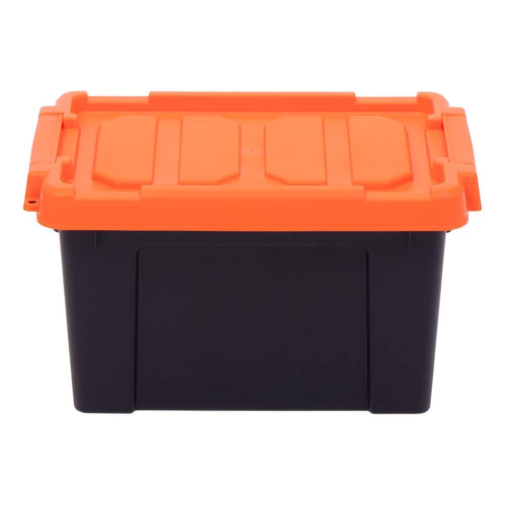 78 Qt. Stackble Storage Tote, with Heavy-duty Orange Buckles/ Lid