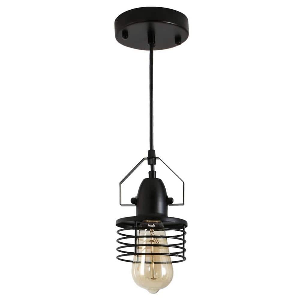Industrial 1 Light Black Cage Pendant Light Metal Pendant Lights Dining Roo