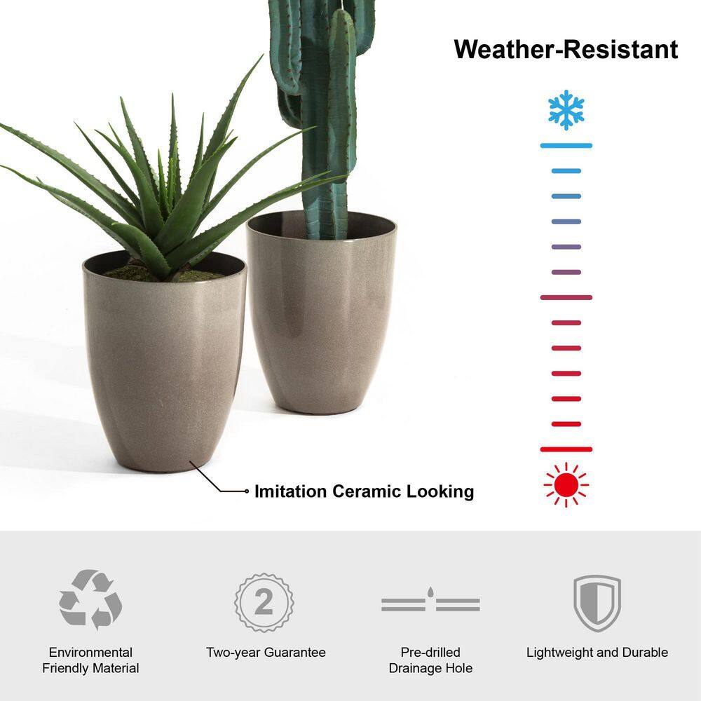 Eco-Friendly Sand Beige Tall Planter Duo for Indoor & Outdoor
