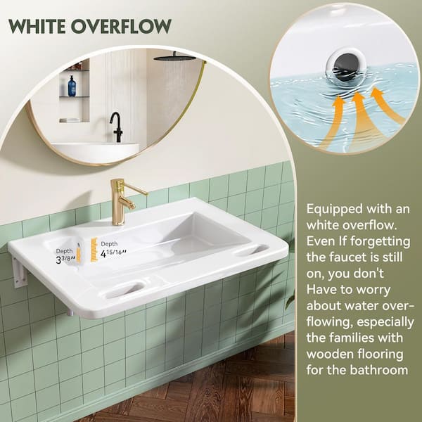 Zeafive 31.5 in. ADA Compliant Ceramic Sink Wall-Hung Accessible