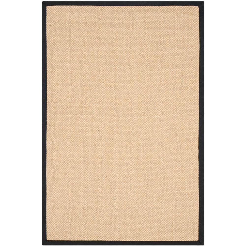 Maize and Black Hand-Knotted Sisal Area Rug, 4' x 6'