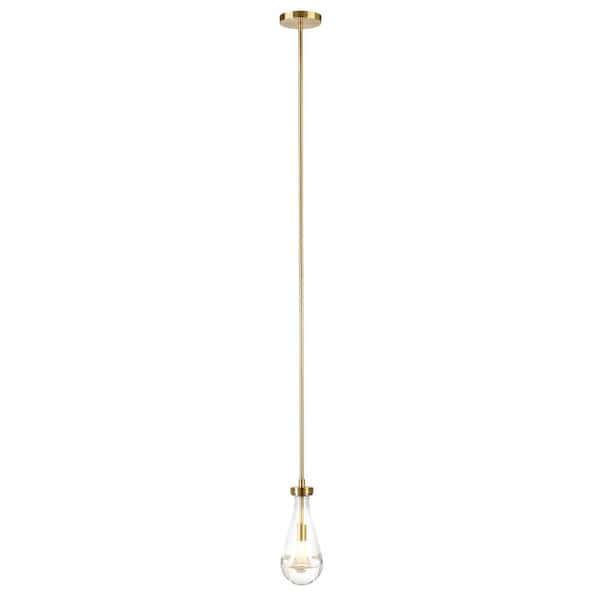 Meyer&Cross Twyla 1-Light Brushed Brass Pendant Light with Glass Shade