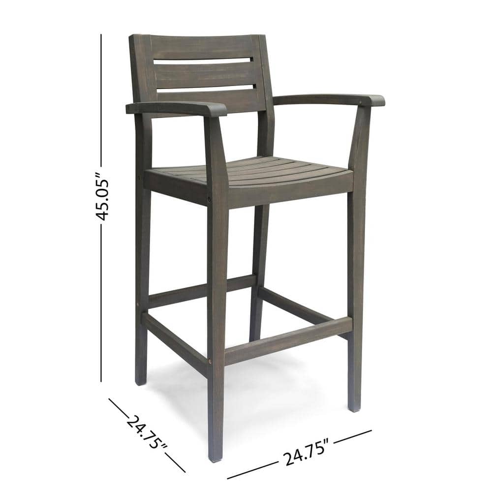 Gray Acacia Wood 5-Piece Outdoor Bar Set with Slatted Design