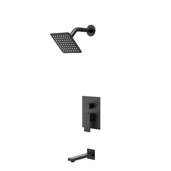 Crozet 1-Handle 2-Spray Tub and Shower Faucet Shower Head 1.8 GPM with Pressure Balance in Matte Black Valve Included