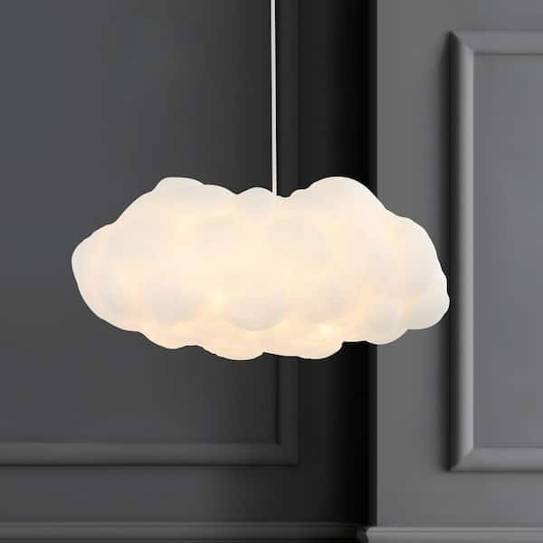 JONATHAN Y Zephyr 23 in. 2-Light White Modern Contemporary Silk LED Cloud Standard Pendant