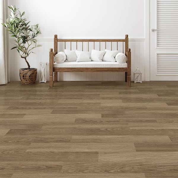 Benston Oak 12 MIL x 7.1 in. W x 48 in. L Click Lock Waterproof Luxury Vinyl Plank Flooring (23.4 sq. ft./case)