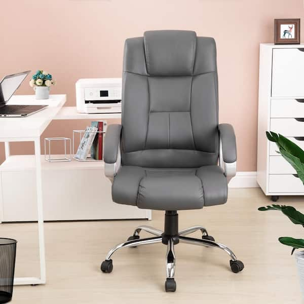 Maykoosh White High Back Executive Premium Faux Leather Office Chair with Back Support, Armrest and Lumbar Support